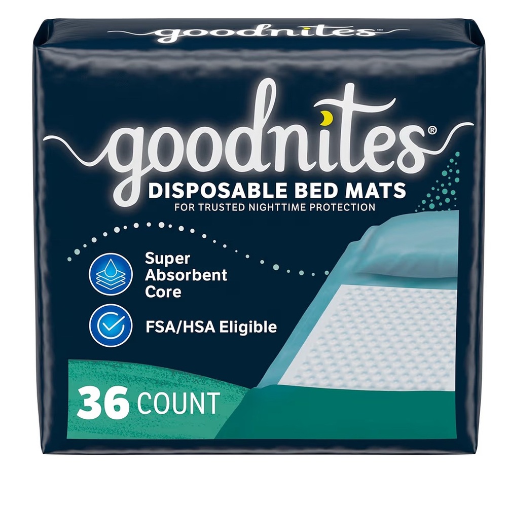 36 Goodnites Disposable Bed Pads for Bedwetting (4 packs of 9) - NWT